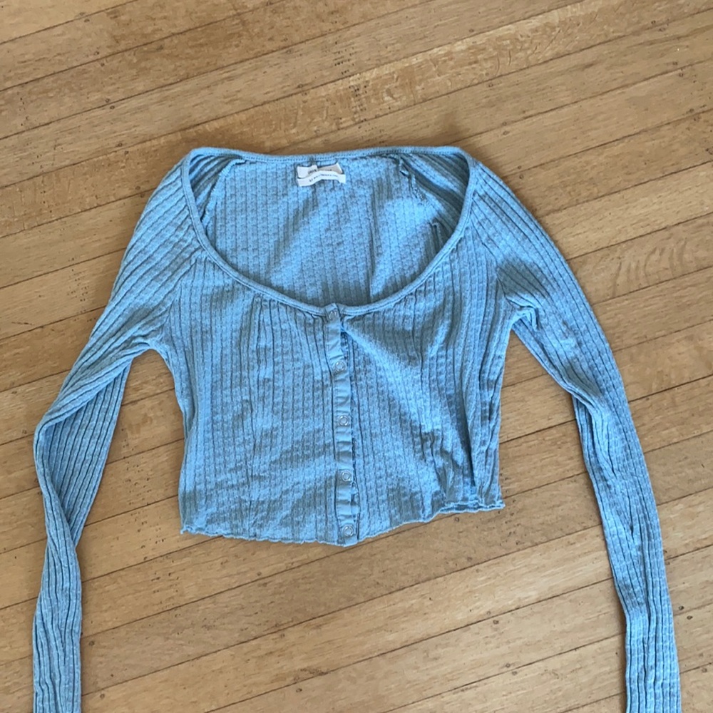 teal snap-up long sleeve